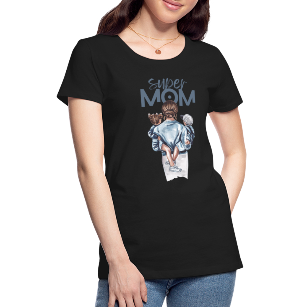 Frauen Premium T-Shirt - Super MOM Mutter mit 2 Kindern - Schwarz