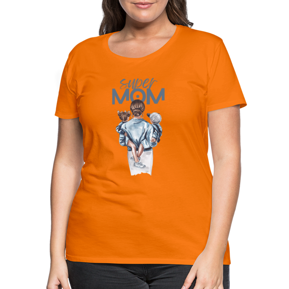 Frauen Premium T-Shirt - Super MOM Mutter mit 2 Kindern - Orange