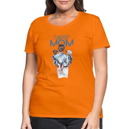 Frauen Premium T-Shirt - Super MOM Mutter mit 2 Kindern - Orange