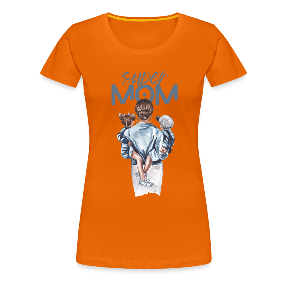 Frauen Premium T-Shirt - Super MOM Mutter mit 2 Kindern - Orange