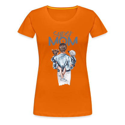 Frauen Premium T-Shirt - Super MOM Mutter mit 2 Kindern - Orange