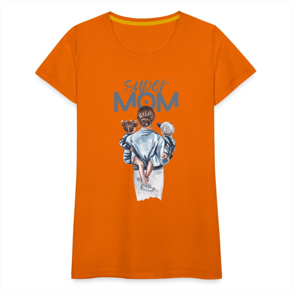 Frauen Premium T-Shirt - Super MOM Mutter mit 2 Kindern - Orange