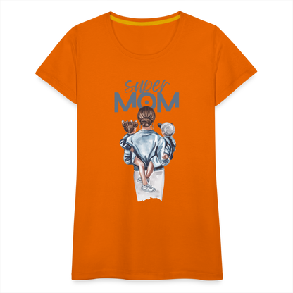 Frauen Premium T-Shirt - Super MOM Mutter mit 2 Kindern - Orange