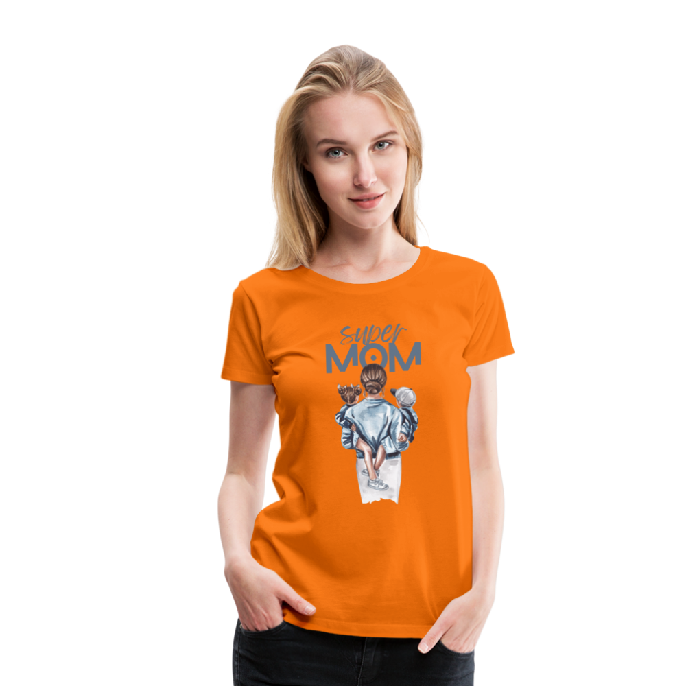 Frauen Premium T-Shirt - Super MOM Mutter mit 2 Kindern - Orange