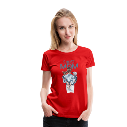 Frauen Premium T-Shirt - Super MOM Mutter mit 2 Kindern - Rot