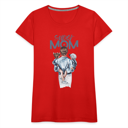 Frauen Premium T-Shirt - Super MOM Mutter mit 2 Kindern - Rot