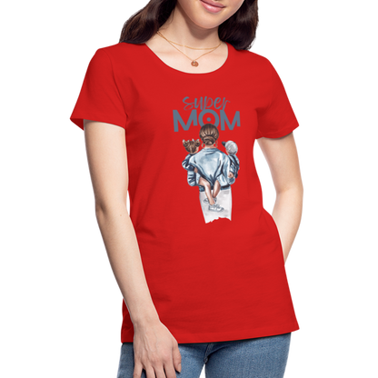 Frauen Premium T-Shirt - Super MOM Mutter mit 2 Kindern - Rot