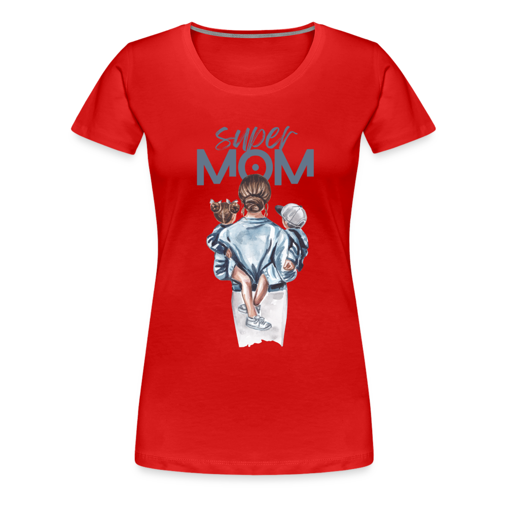 Frauen Premium T-Shirt - Super MOM Mutter mit 2 Kindern - Rot