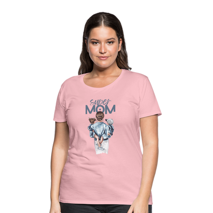 Frauen Premium T-Shirt - Super MOM Mutter mit 2 Kindern - Hellrosa