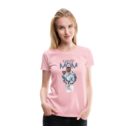 Frauen Premium T-Shirt - Super MOM Mutter mit 2 Kindern - Hellrosa