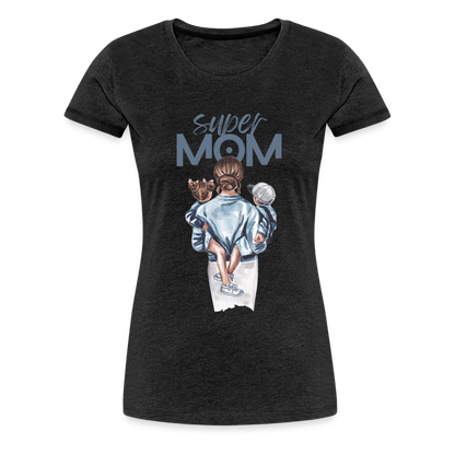 Frauen Premium T-Shirt - Super MOM Mutter mit 2 Kindern - Anthrazit