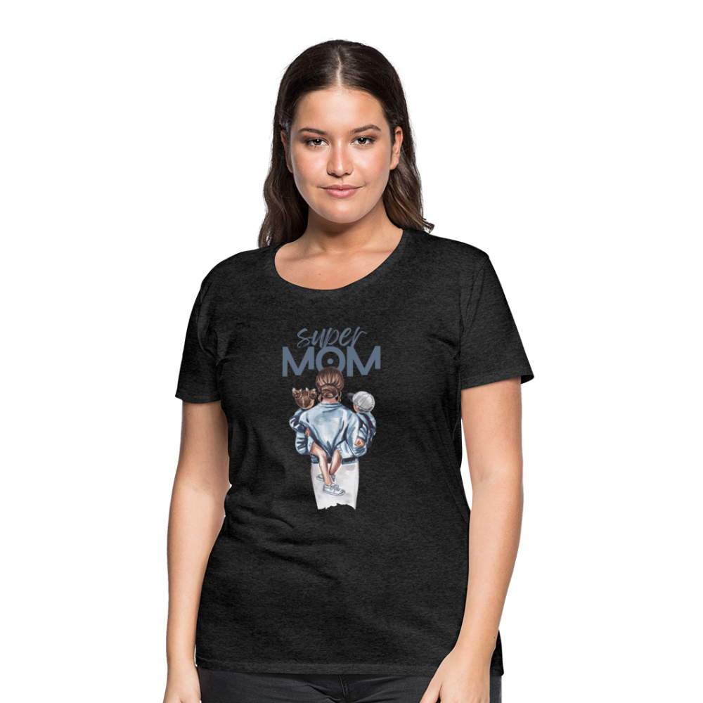 Frauen Premium T-Shirt - Super MOM Mutter mit 2 Kindern - Anthrazit