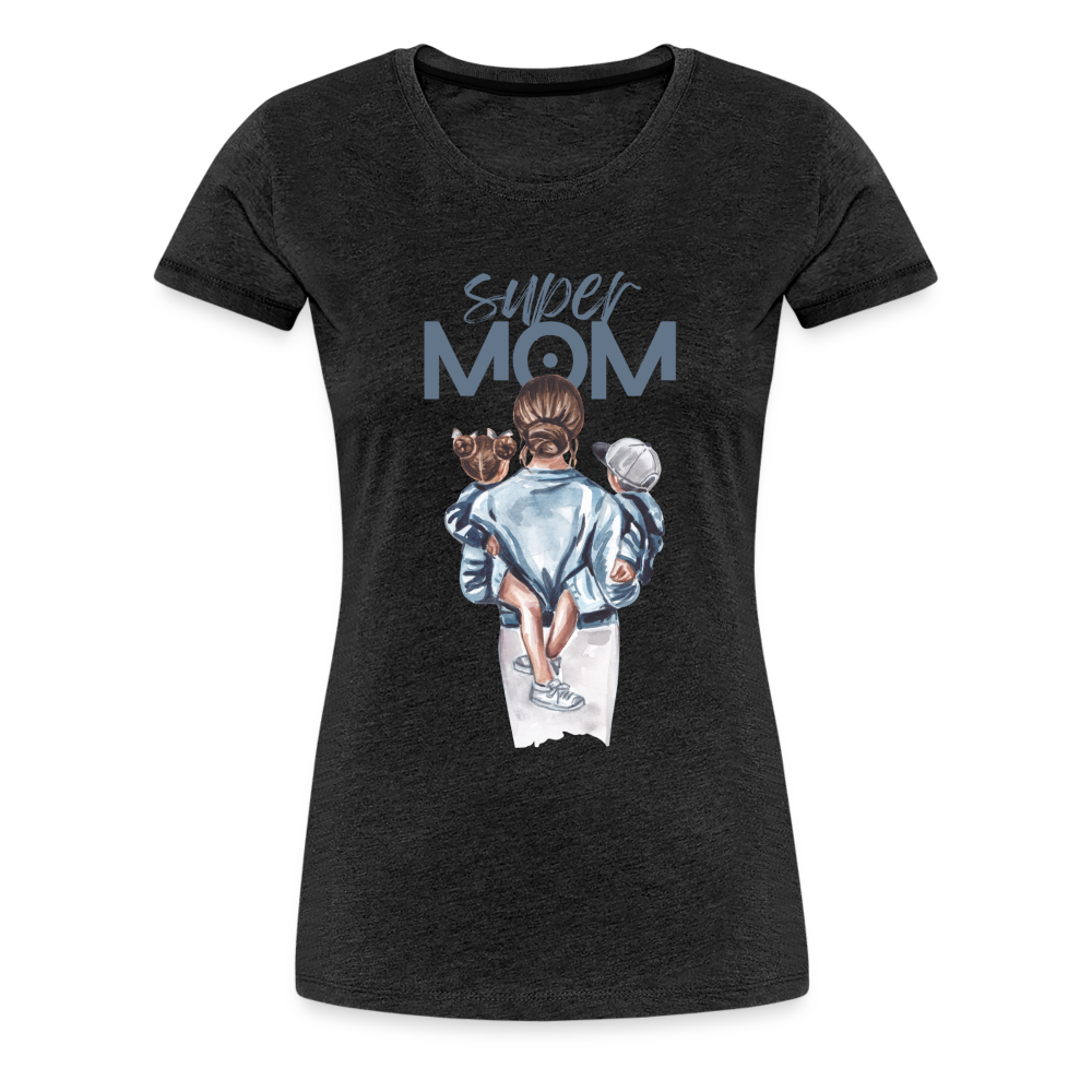 Frauen Premium T-Shirt - Super MOM Mutter mit 2 Kindern - Anthrazit