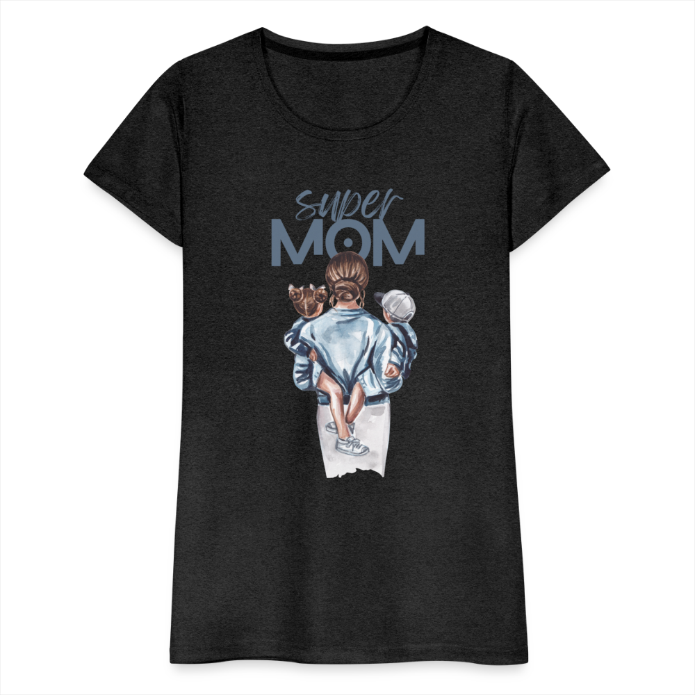 Frauen Premium T-Shirt - Super MOM Mutter mit 2 Kindern - Anthrazit