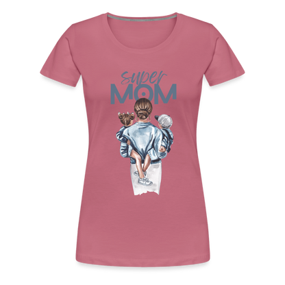 Frauen Premium T-Shirt - Super MOM Mutter mit 2 Kindern - Malve