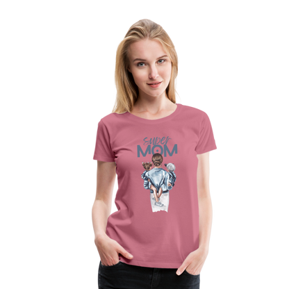 Frauen Premium T-Shirt - Super MOM Mutter mit 2 Kindern - Malve