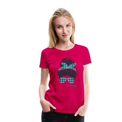 Frauen Premium T-Shirt - #momlife - dunkles Pink