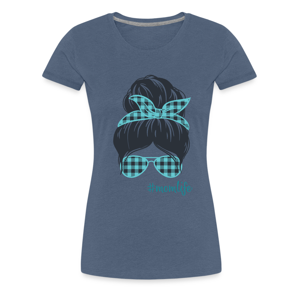 Frauen Premium T-Shirt - #momlife - Blau meliert