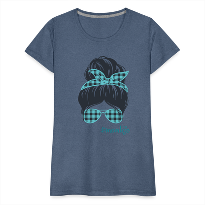 Frauen Premium T-Shirt - #momlife - Blau meliert