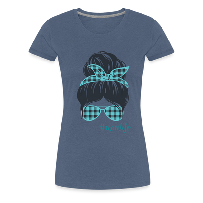 Frauen Premium T-Shirt - #momlife - Blau meliert