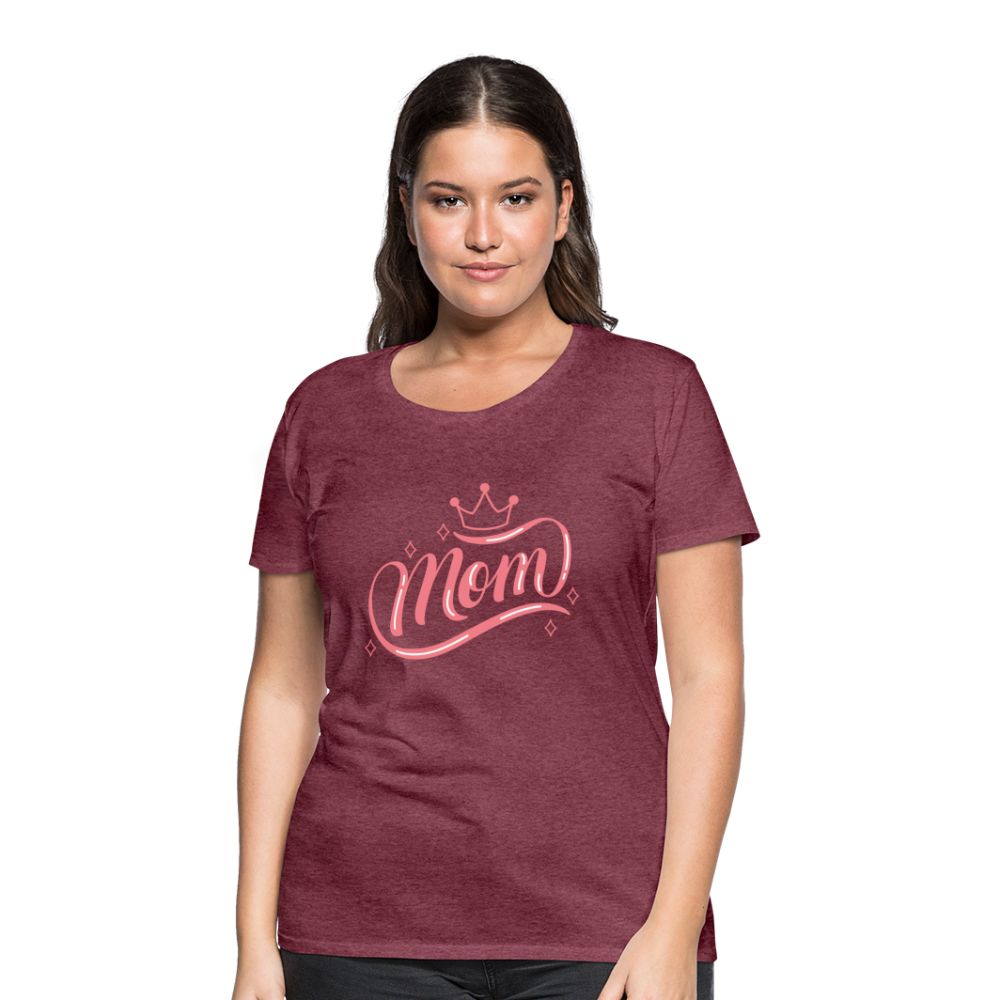 Frauen Premium T-Shirt - mom Design - Bordeauxrot meliert