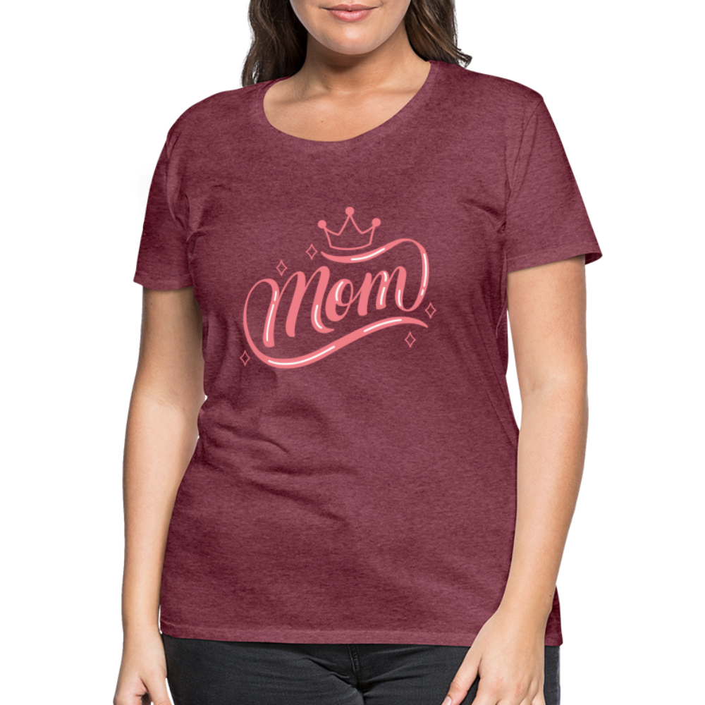 Frauen Premium T-Shirt - mom Design - Bordeauxrot meliert