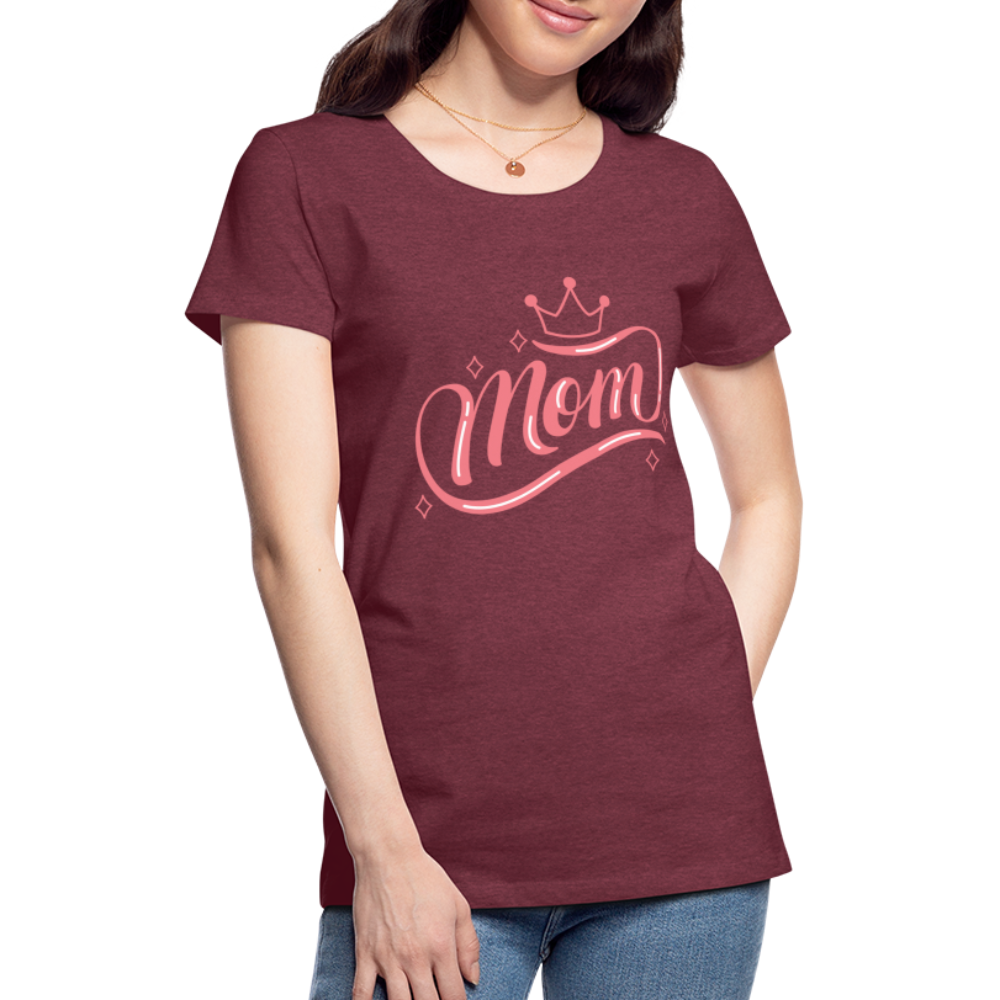 Frauen Premium T-Shirt - mom Design - Bordeauxrot meliert