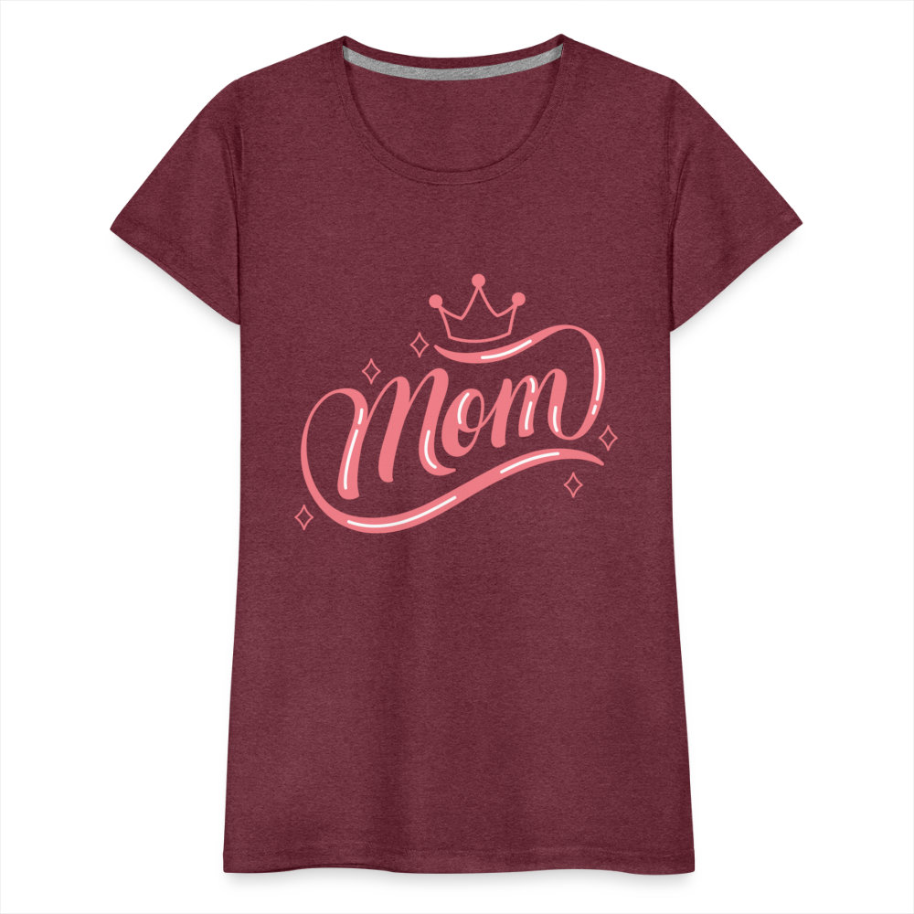 Frauen Premium T-Shirt - mom Design - Bordeauxrot meliert