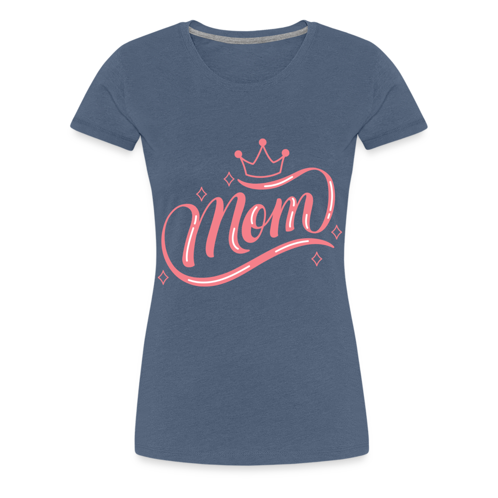 Frauen Premium T-Shirt - mom Design - Blau meliert