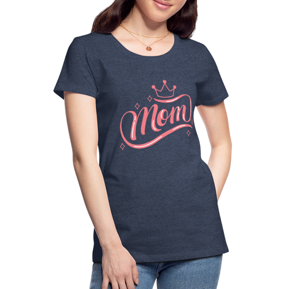 Frauen Premium T-Shirt - mom Design - Blau meliert