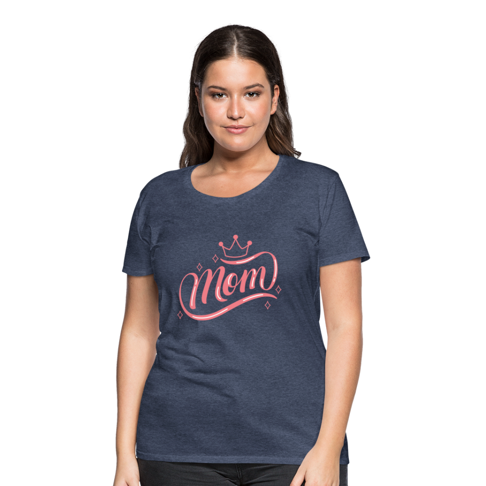 Frauen Premium T-Shirt - mom Design - Blau meliert