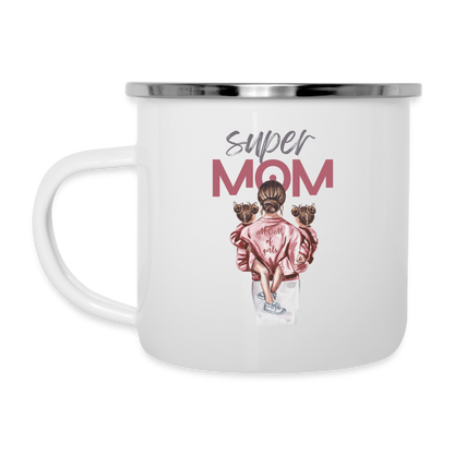 Emaille-Tasse - Super MOM - weiß