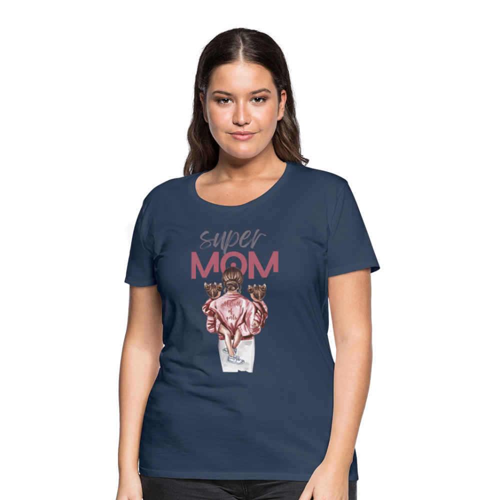 Frauen Premium T-Shirt - Super MOM Design - Navy