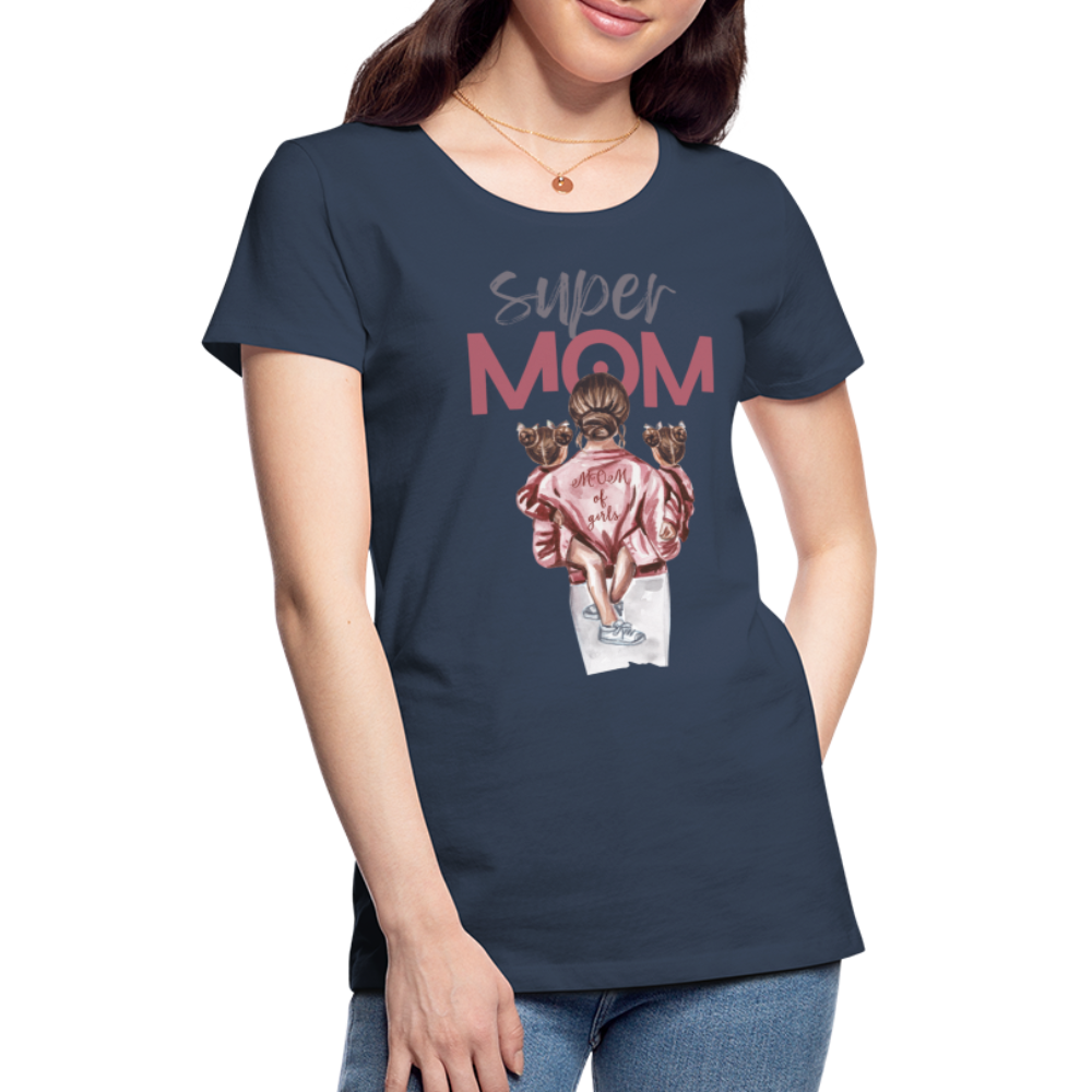 Frauen Premium T-Shirt - Super MOM Design - Navy