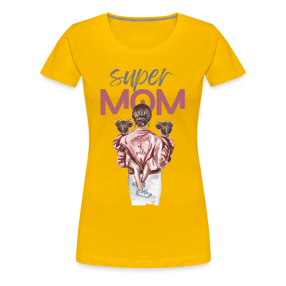 Frauen Premium T-Shirt - Super MOM Design - Sonnengelb