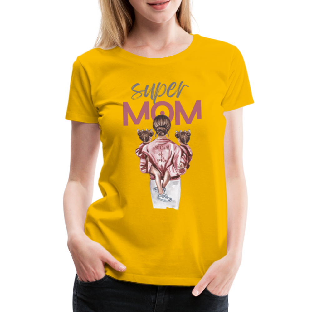 Frauen Premium T-Shirt - Super MOM Design - Sonnengelb