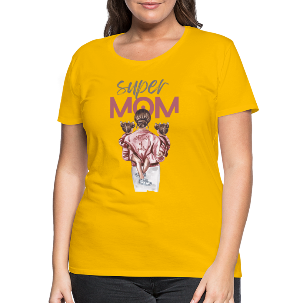 Frauen Premium T-Shirt - Super MOM Design - Sonnengelb