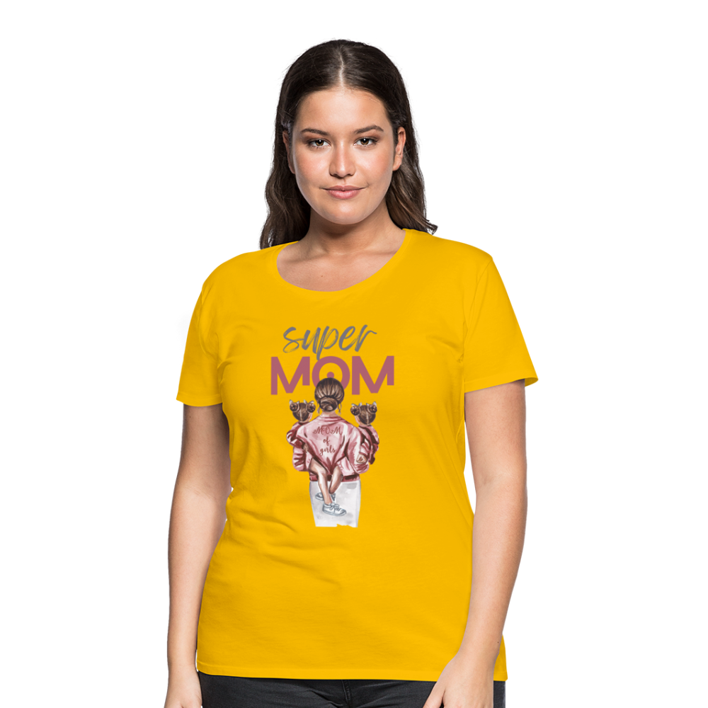 Frauen Premium T-Shirt - Super MOM Design - Sonnengelb