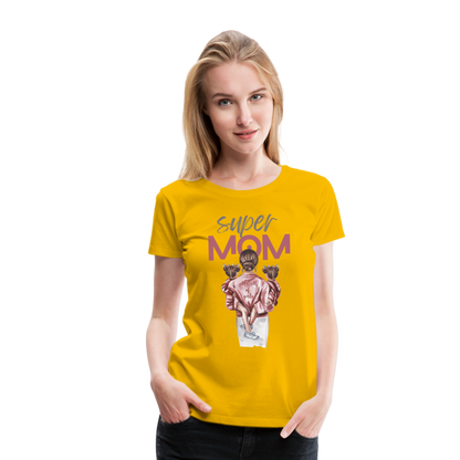 Frauen Premium T-Shirt - Super MOM Design - Sonnengelb