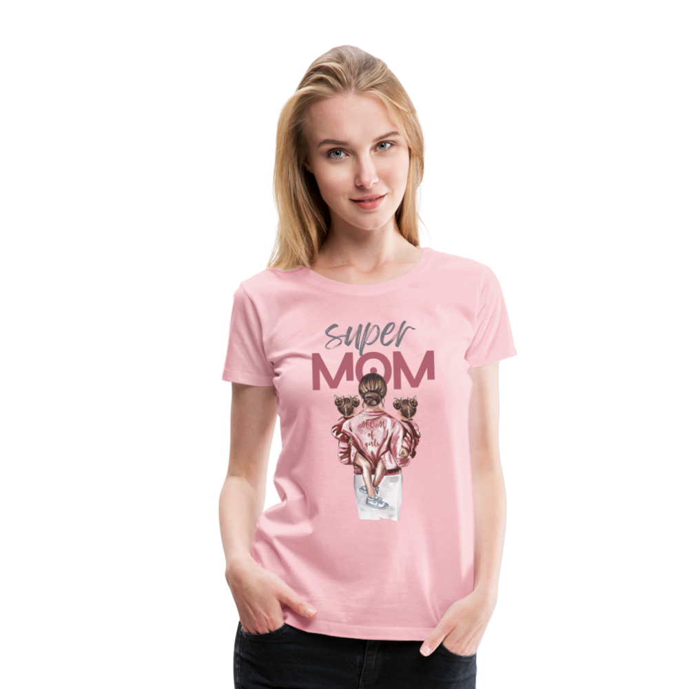 Frauen Premium T-Shirt - Super MOM Design - Hellrosa