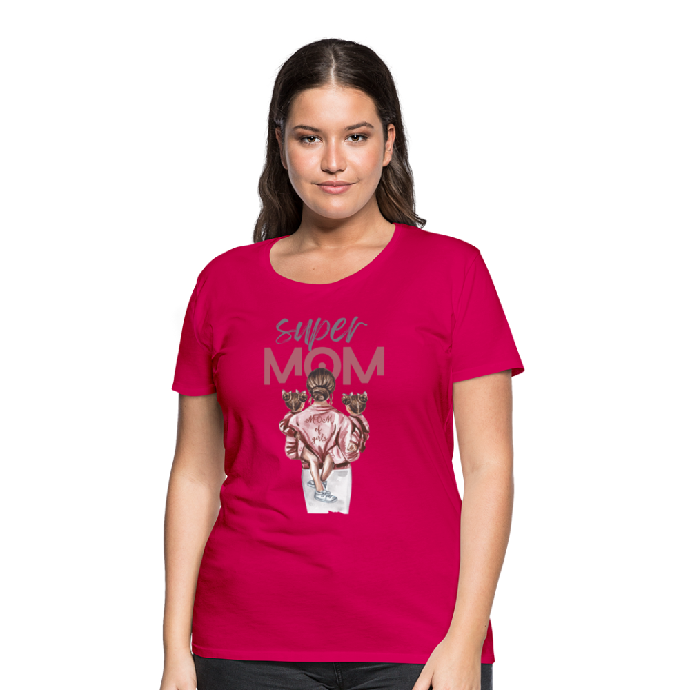 Frauen Premium T-Shirt - Super MOM Design - dunkles Pink