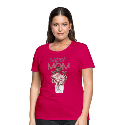 Frauen Premium T-Shirt - Super MOM Design - dunkles Pink