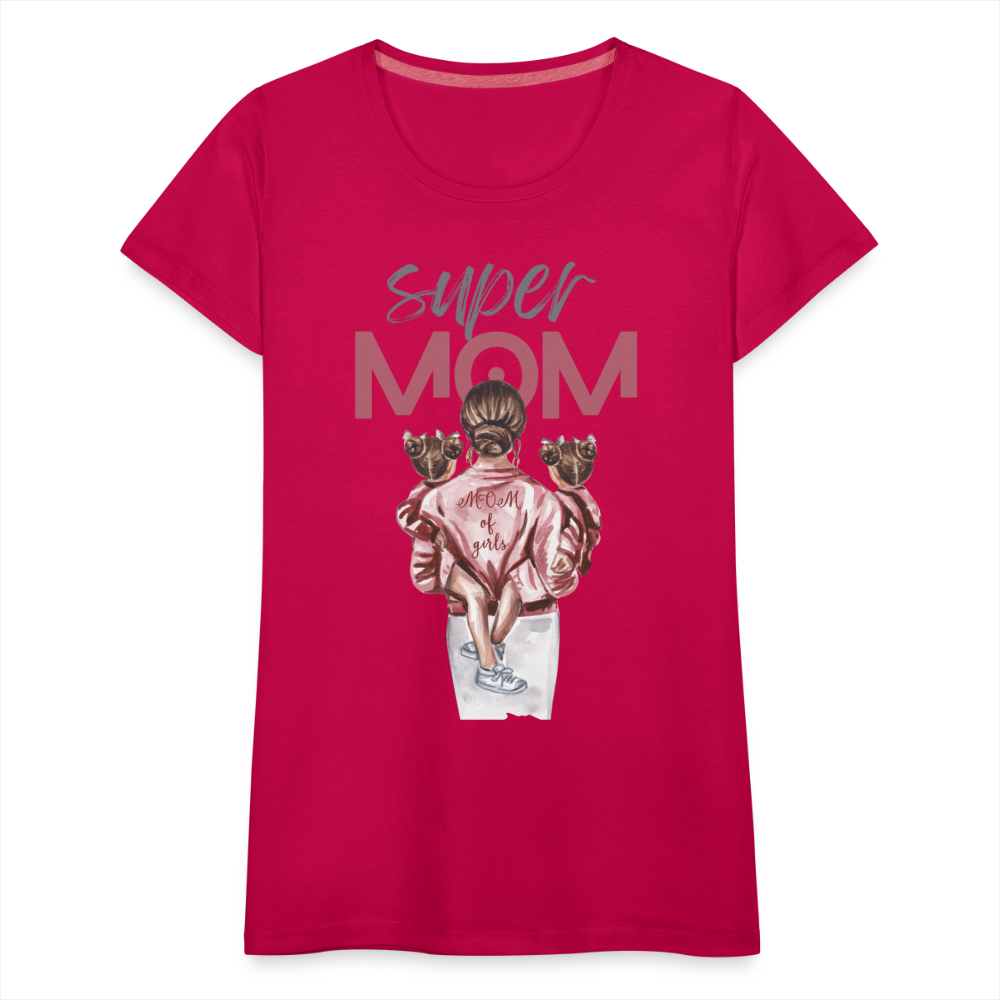 Frauen Premium T-Shirt - Super MOM Design - dunkles Pink