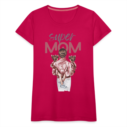 Frauen Premium T-Shirt - Super MOM Design - dunkles Pink