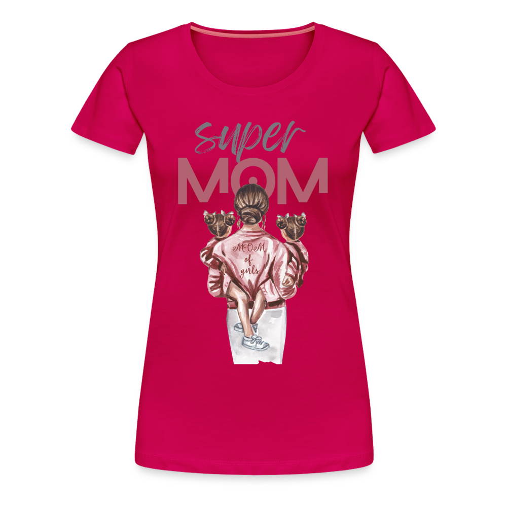 Frauen Premium T-Shirt - Super MOM Design - dunkles Pink