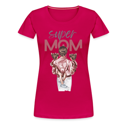 Frauen Premium T-Shirt - Super MOM Design - dunkles Pink