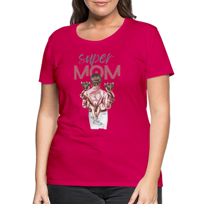 Frauen Premium T-Shirt - Super MOM Design - dunkles Pink