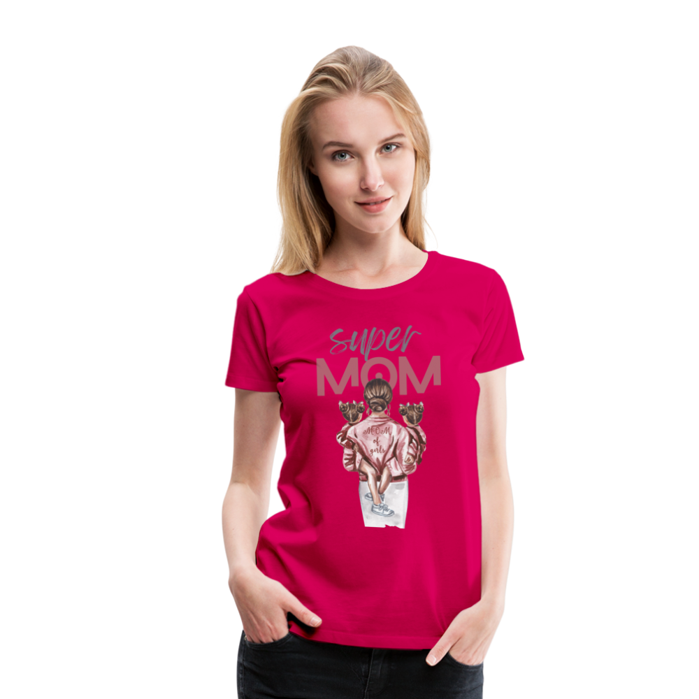 Frauen Premium T-Shirt - Super MOM Design - dunkles Pink