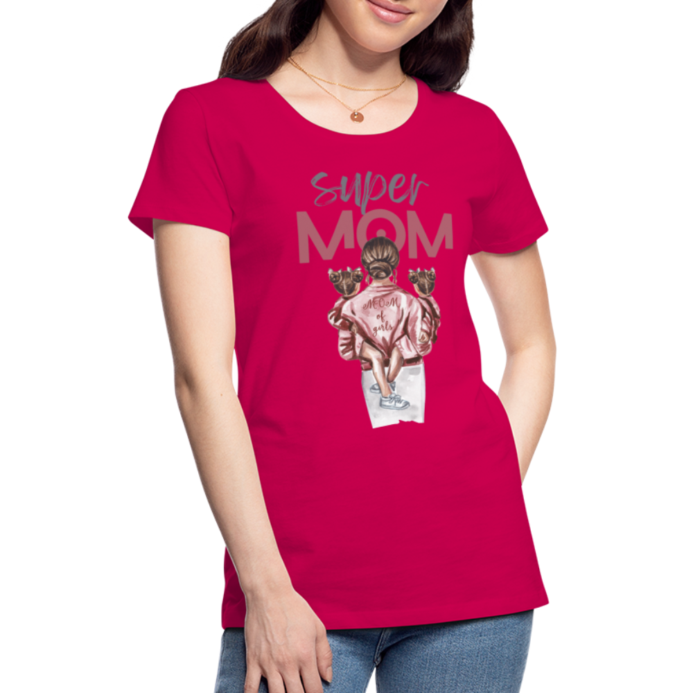 Frauen Premium T-Shirt - Super MOM Design - dunkles Pink