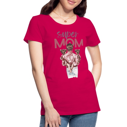 Frauen Premium T-Shirt - Super MOM Design - dunkles Pink